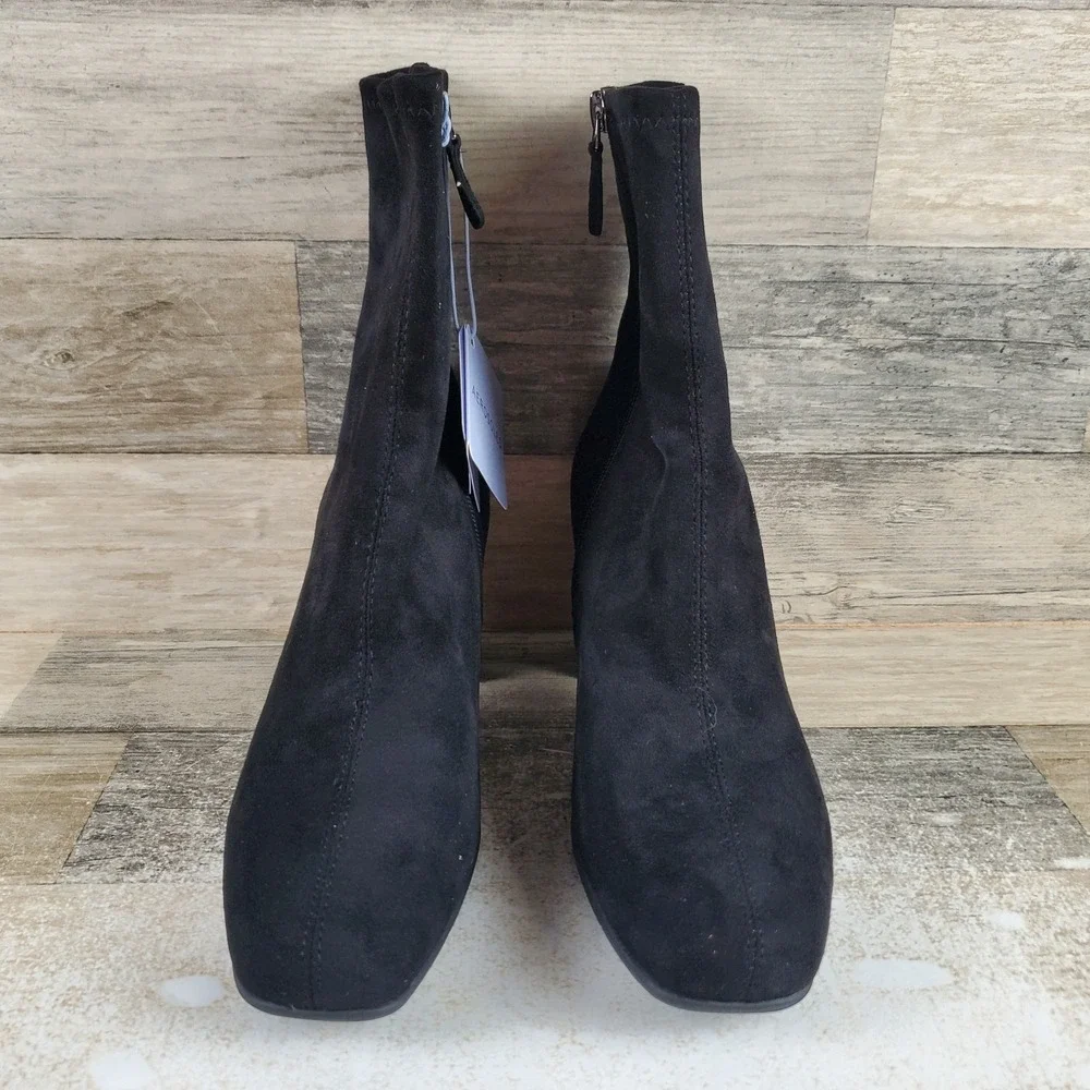 Aerosoles Miley Women Ankle Bootie Sz 6.5 M Black Side Zip Block Heel Square Toe